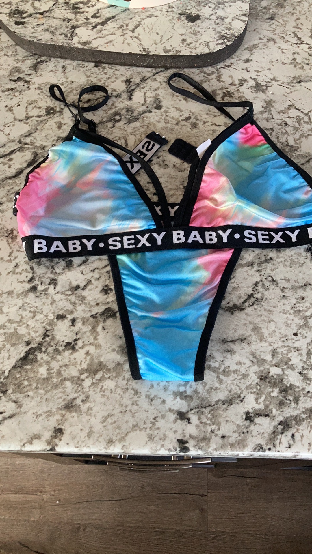 Plus Size Bra and Panty Elastic Sports Suit with Bold Letter