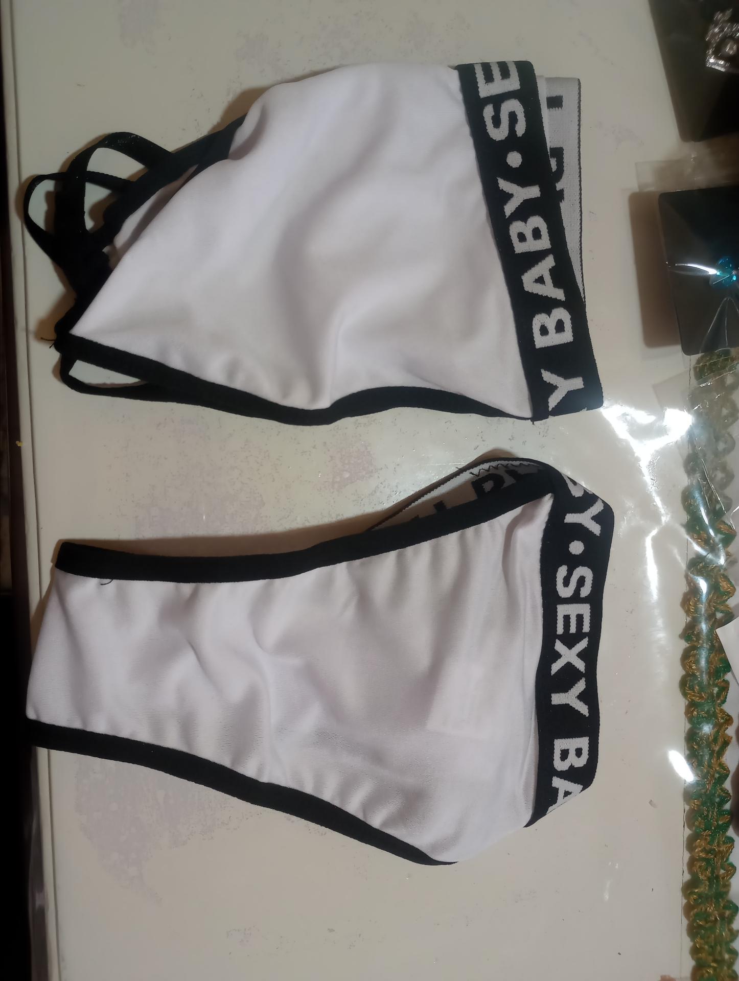 Plus Size Bra and Panty Elastic Sports Suit with Bold Letter
