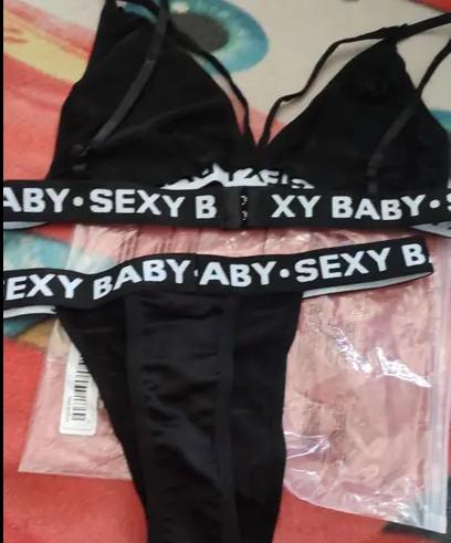 Plus Size Bra and Panty Elastic Sports Suit with Bold Letter