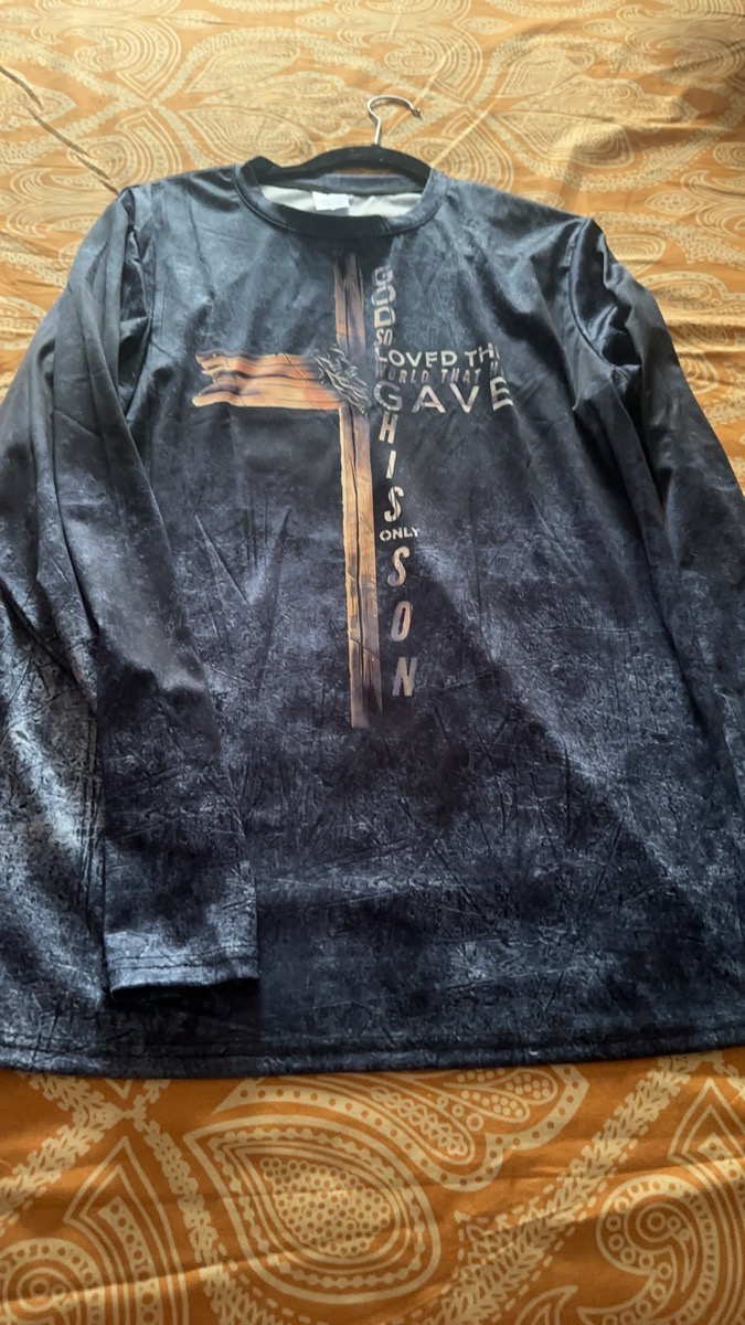 Classic Cross Men T-shirt Letter Print Creative Long Sleeve