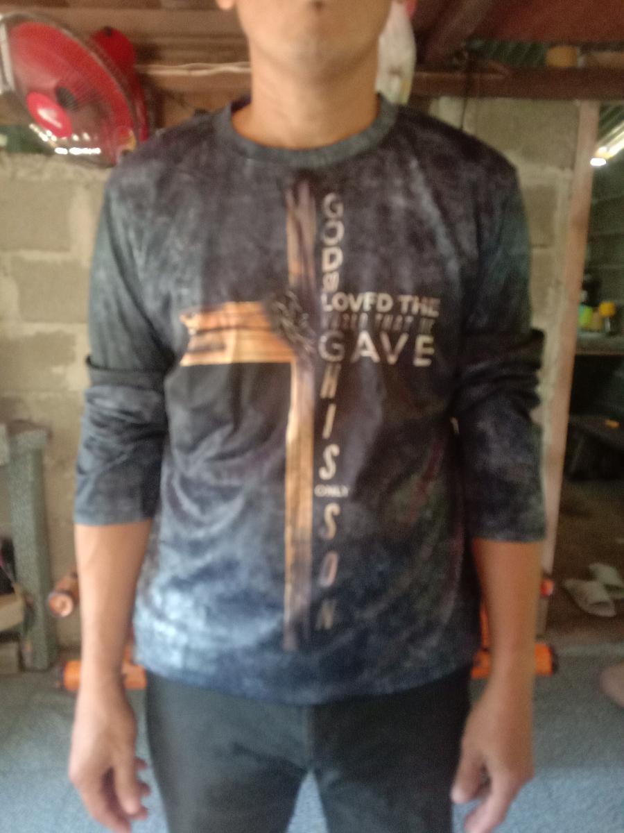 Classic Cross Men T-shirt Letter Print Creative Long Sleeve