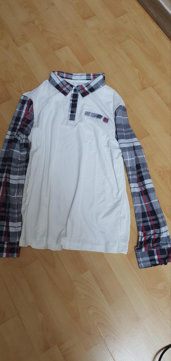 Men Casual Plaid Polo Comfortable Long Sleeve Shirt with Chest Patch