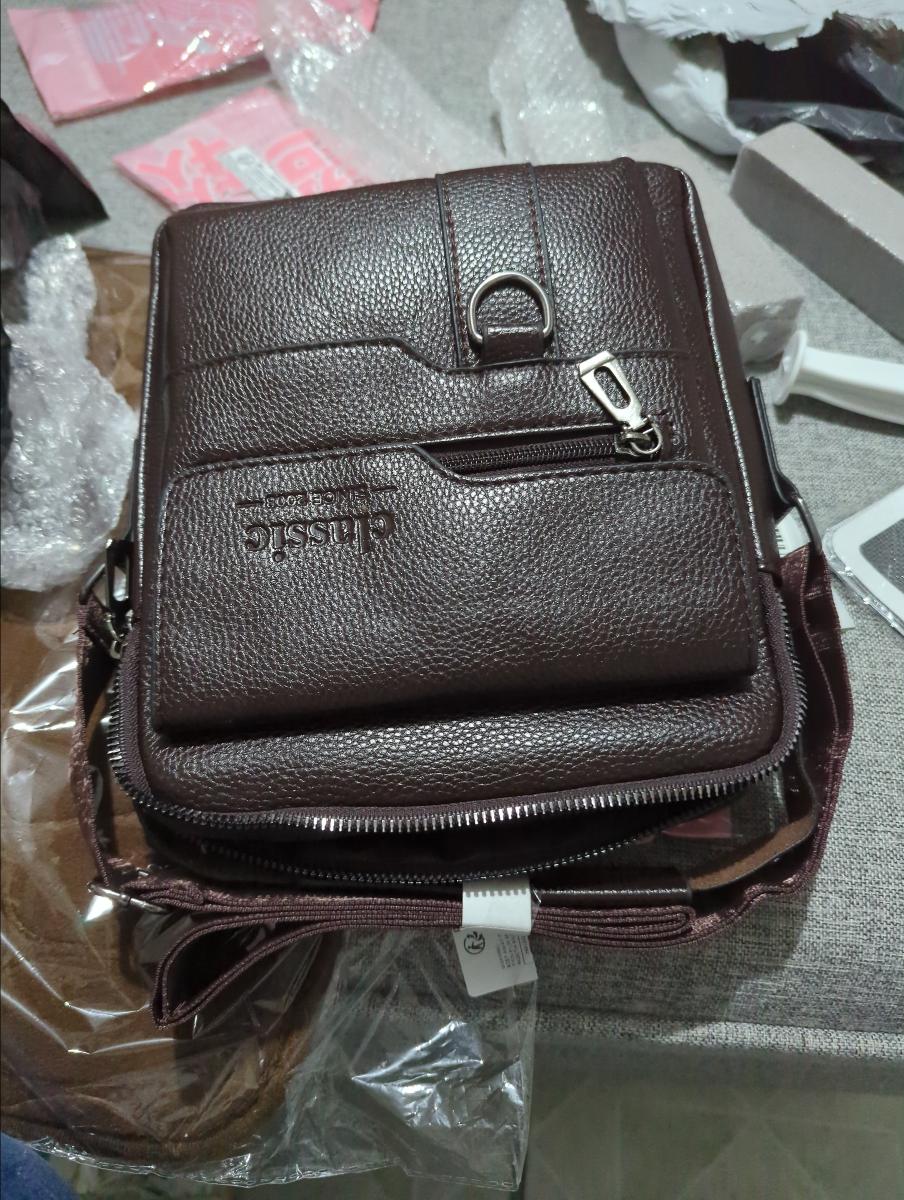 Men Vintage Shoulder Bag Multiple Compartments, Detachable Strap