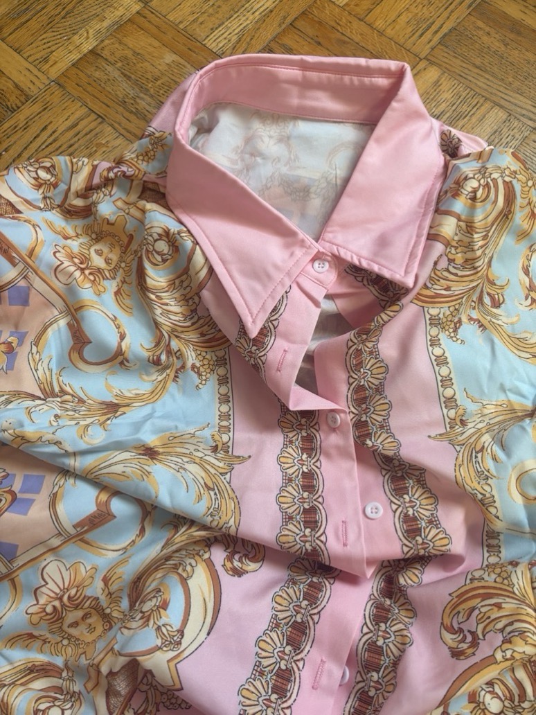 British Print Top and Pants Plus Size Charming 2-Piece Pencil Long Sleeve Set