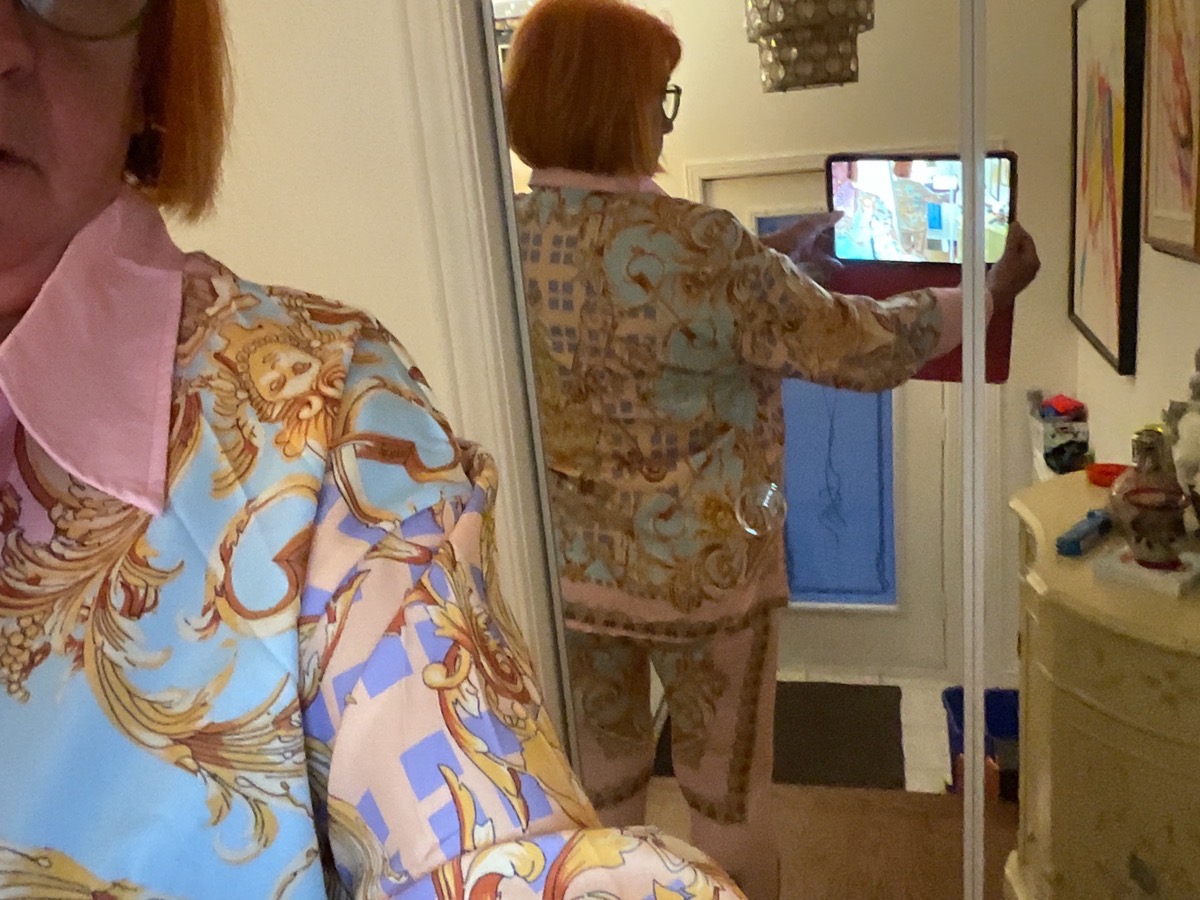 British Print Top and Pants Plus Size Charming 2-Piece Pencil Long Sleeve Set