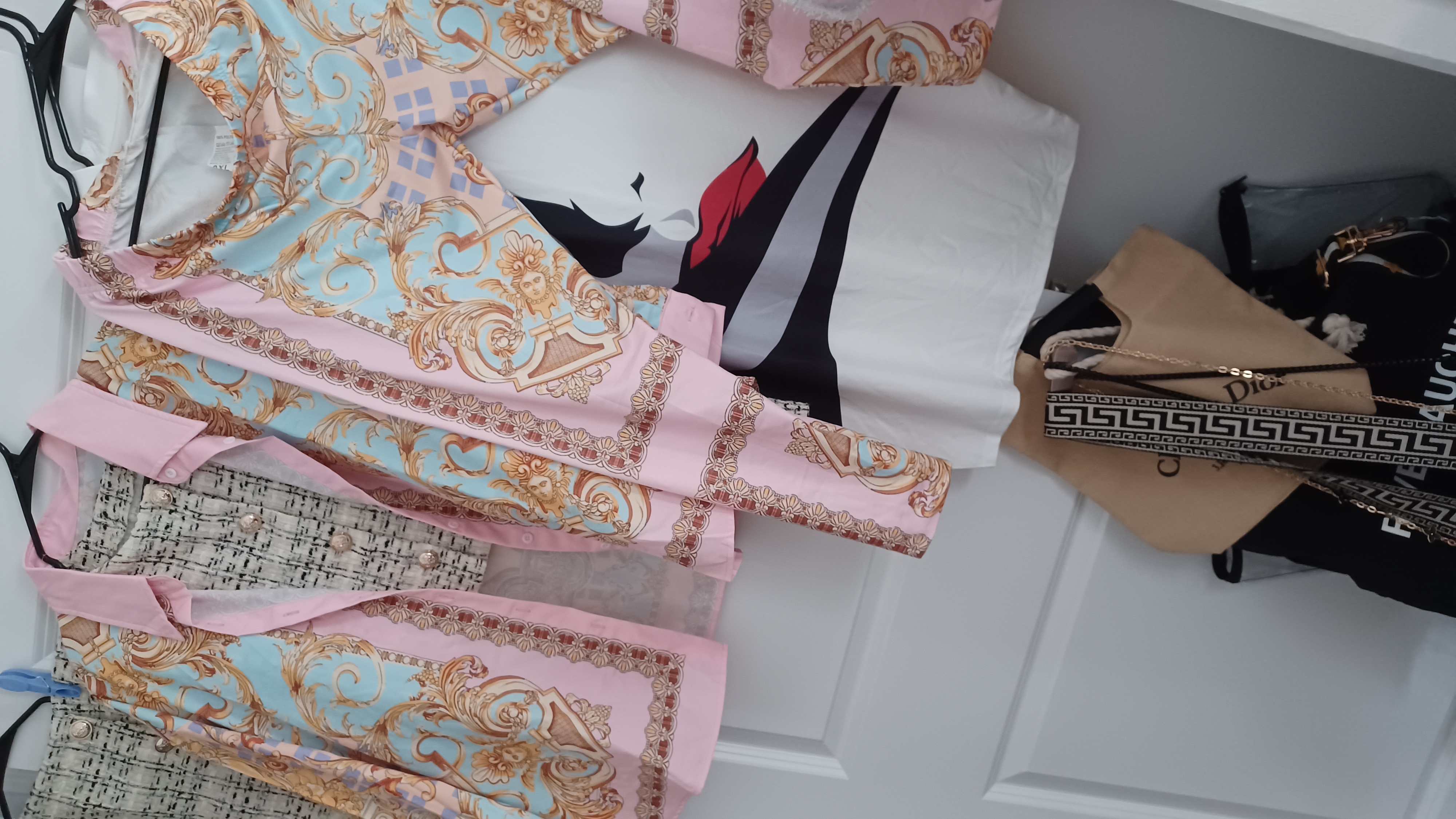 British Print Top and Pants Plus Size Charming 2-Piece Pencil Long Sleeve Set