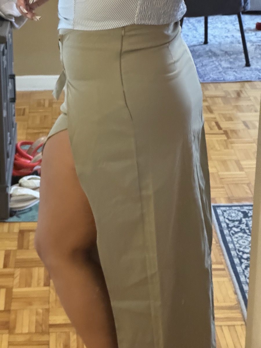 High-Waisted Asymmetrical Long Skirt with Charming Belt Women Casual