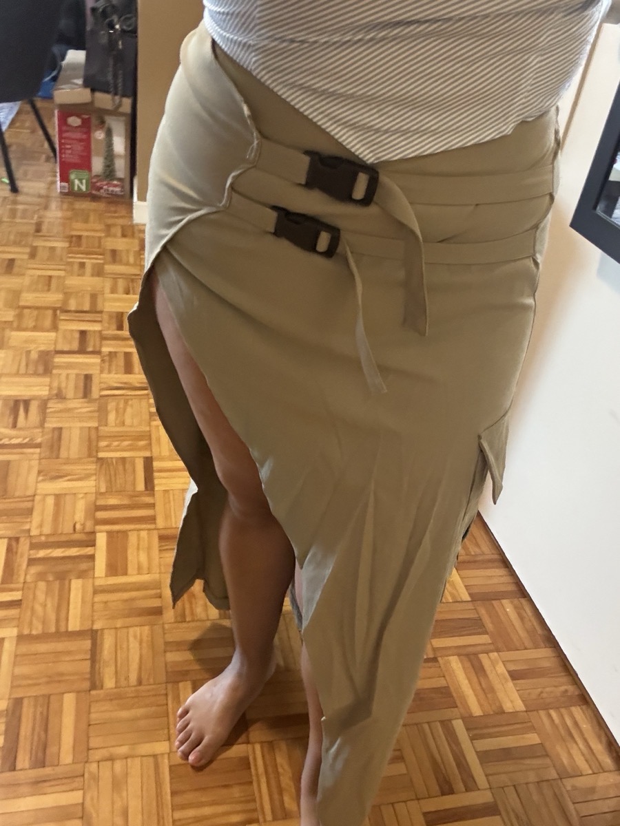 High-Waisted Asymmetrical Long Skirt with Charming Belt Women Casual