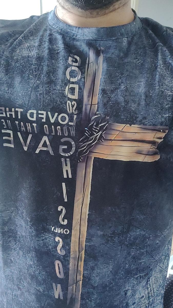 Classic Cross Men T-shirt Letter Print Creative Long Sleeve