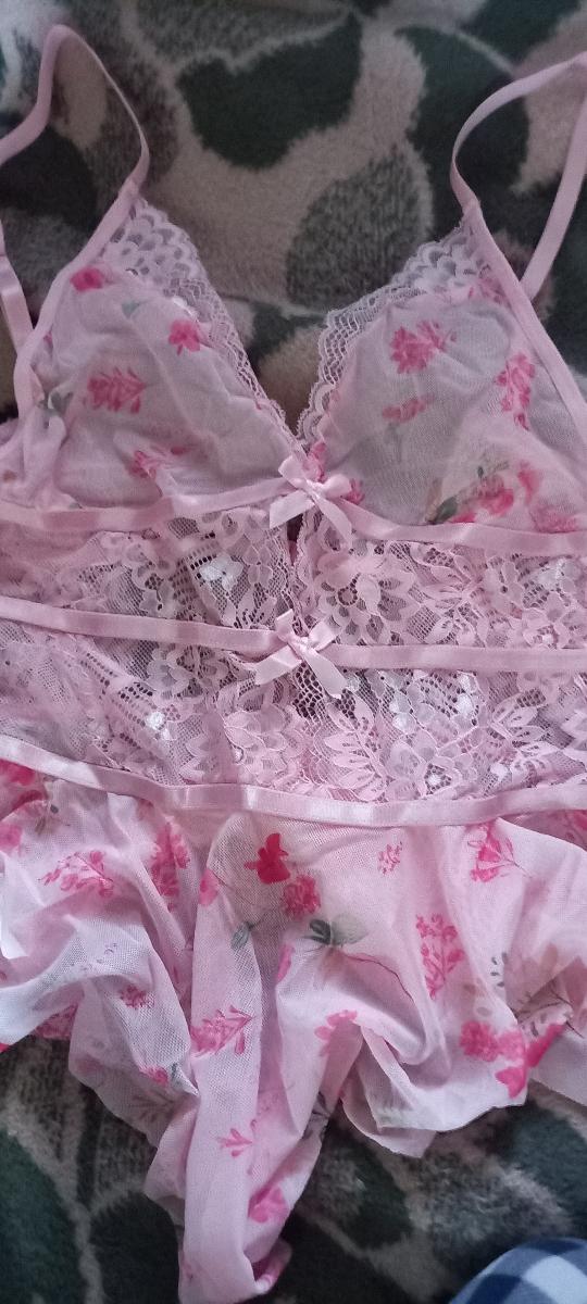 Women Sexy Lace Mesh Bodysuit Pink All in One Floral