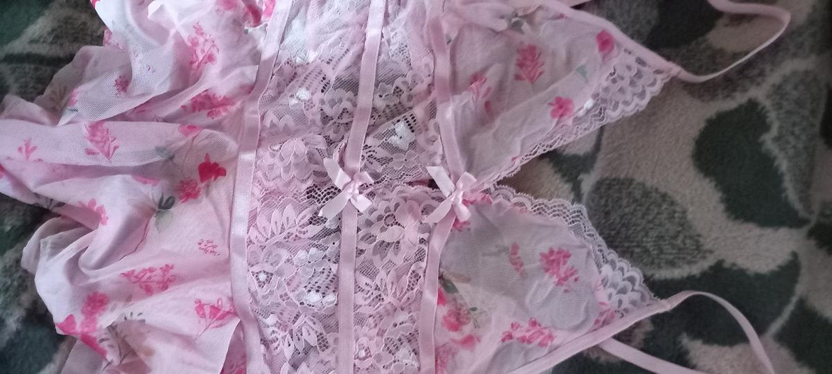 Women Sexy Lace Mesh Bodysuit Pink All in One Floral