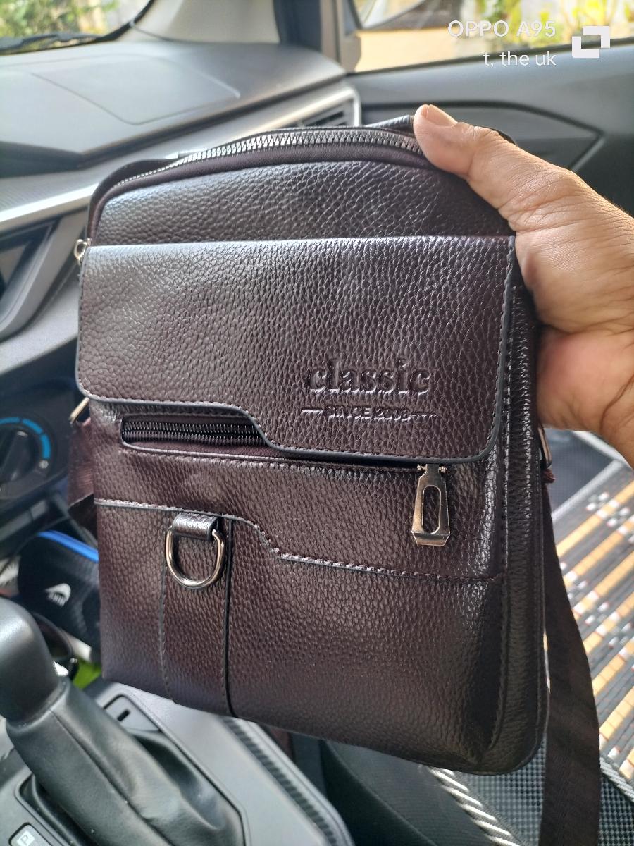 Men Vintage Shoulder Bag Multiple Compartments, Detachable Strap