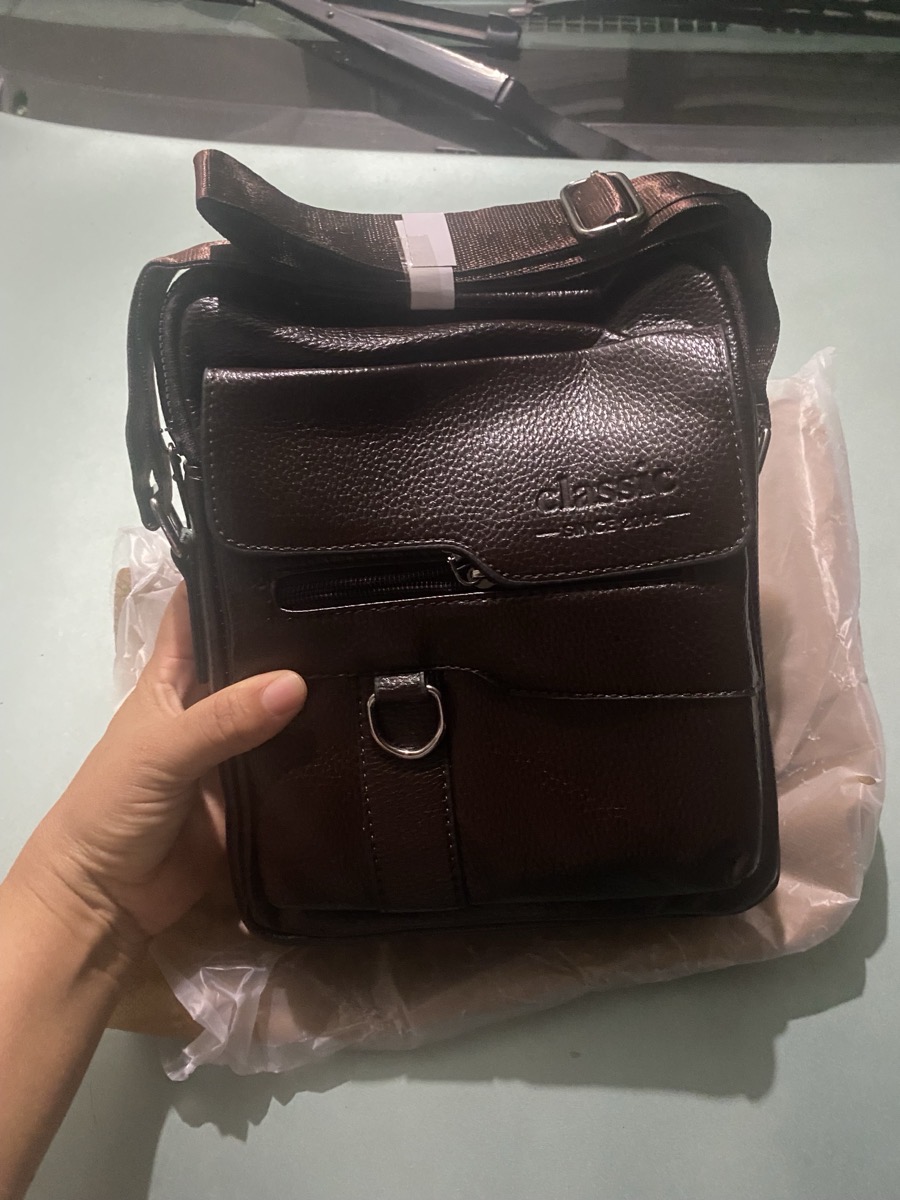 Men Vintage Shoulder Bag Multiple Compartments, Detachable Strap