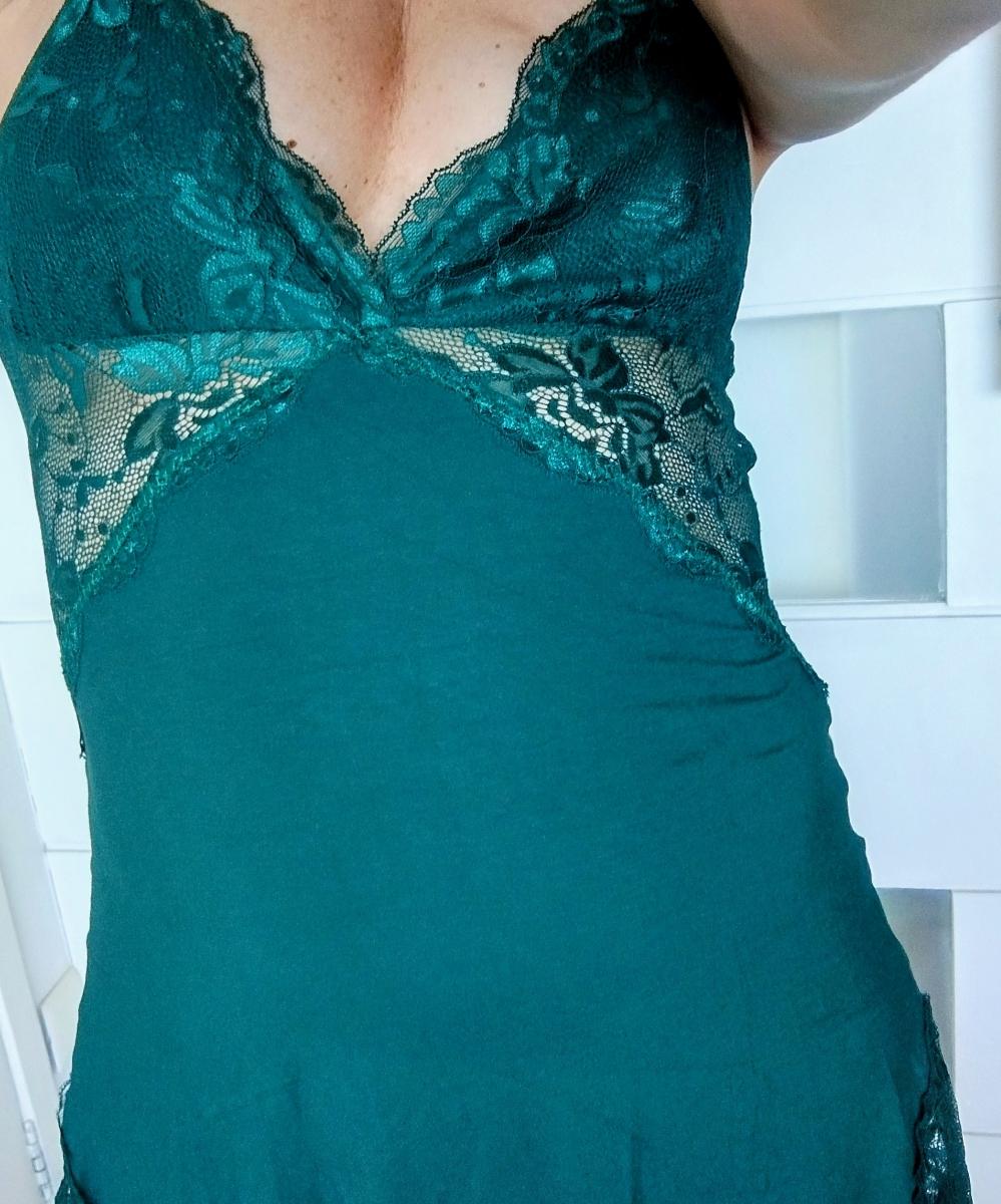 Backless Side-Slit Nightgown Solid Color Alluring Lace Patchwork