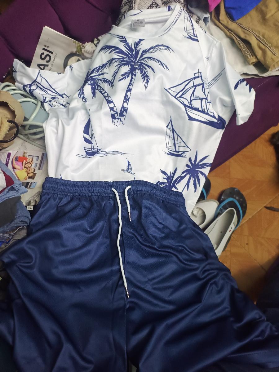 Hawaiian Print T-Shirt and Shorts Set of Two Casual Summer Outfits for Men