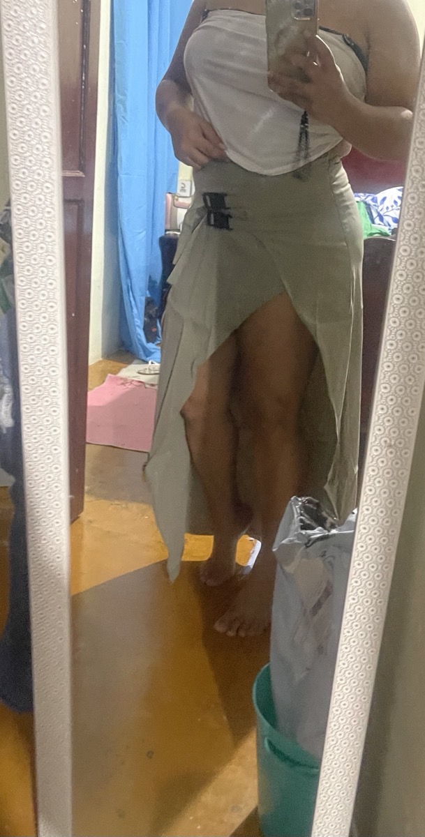 High-Waisted Asymmetrical Long Skirt with Charming Belt Women Casual