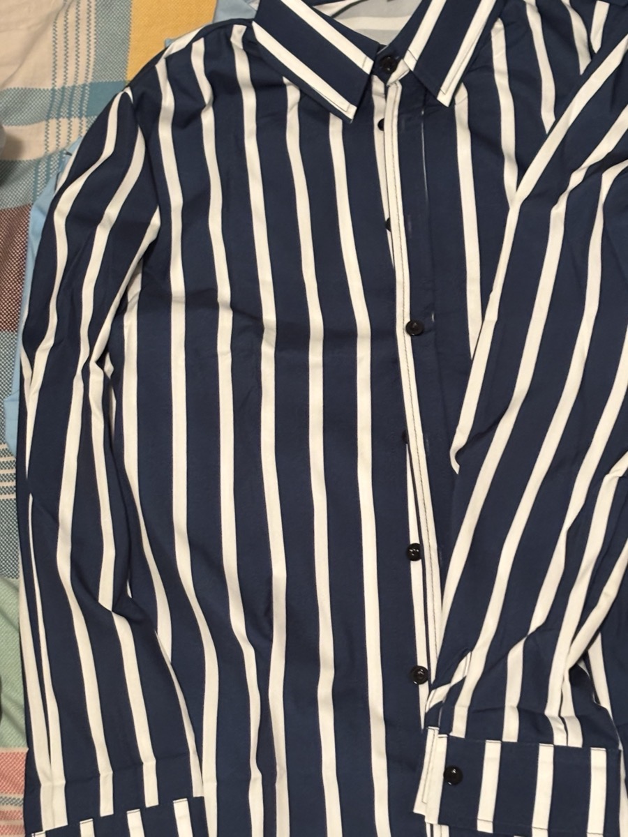 Men Casual Business Shirt Outdoor Comfortable Button-Up Striped