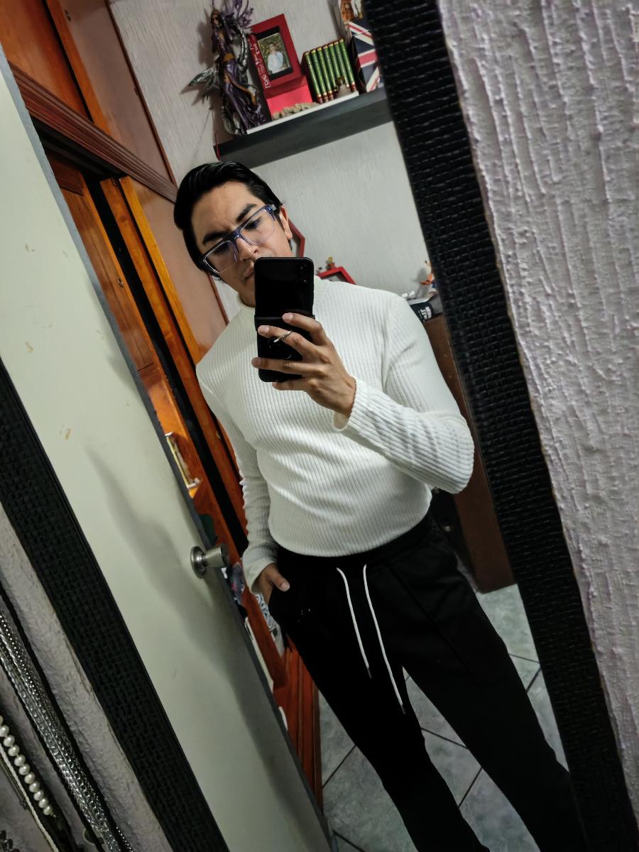 Men Long Sleeve Sweater Comfortable High Neck Knit Casual