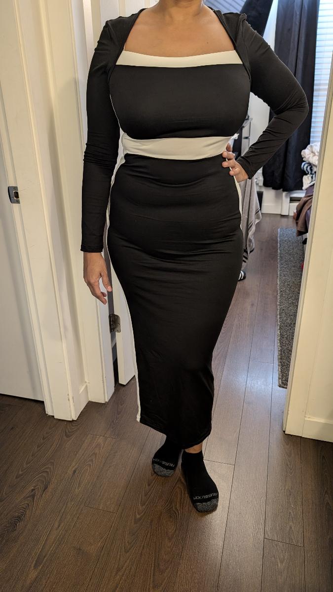 French square-neck sexy Maxi Dress body-hugging