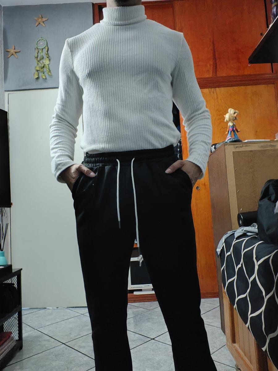 Men Long Sleeve Sweater Comfortable High Neck Knit Casual