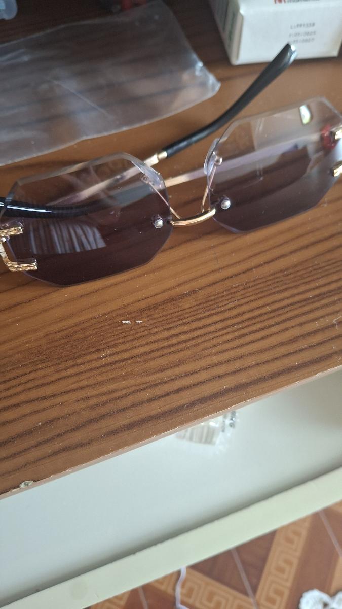 Women Gradient Metal Glasses Oversized Attractive Polygonal Frameless