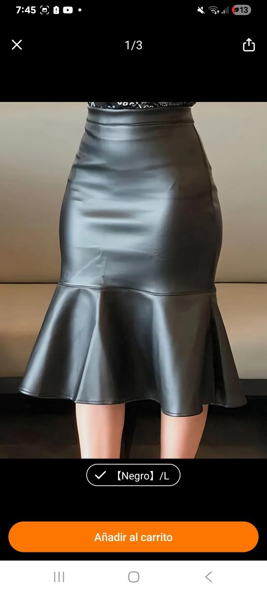 Ruffled Elegant Women Skirt Matte Black High‑Waisted Silhouette