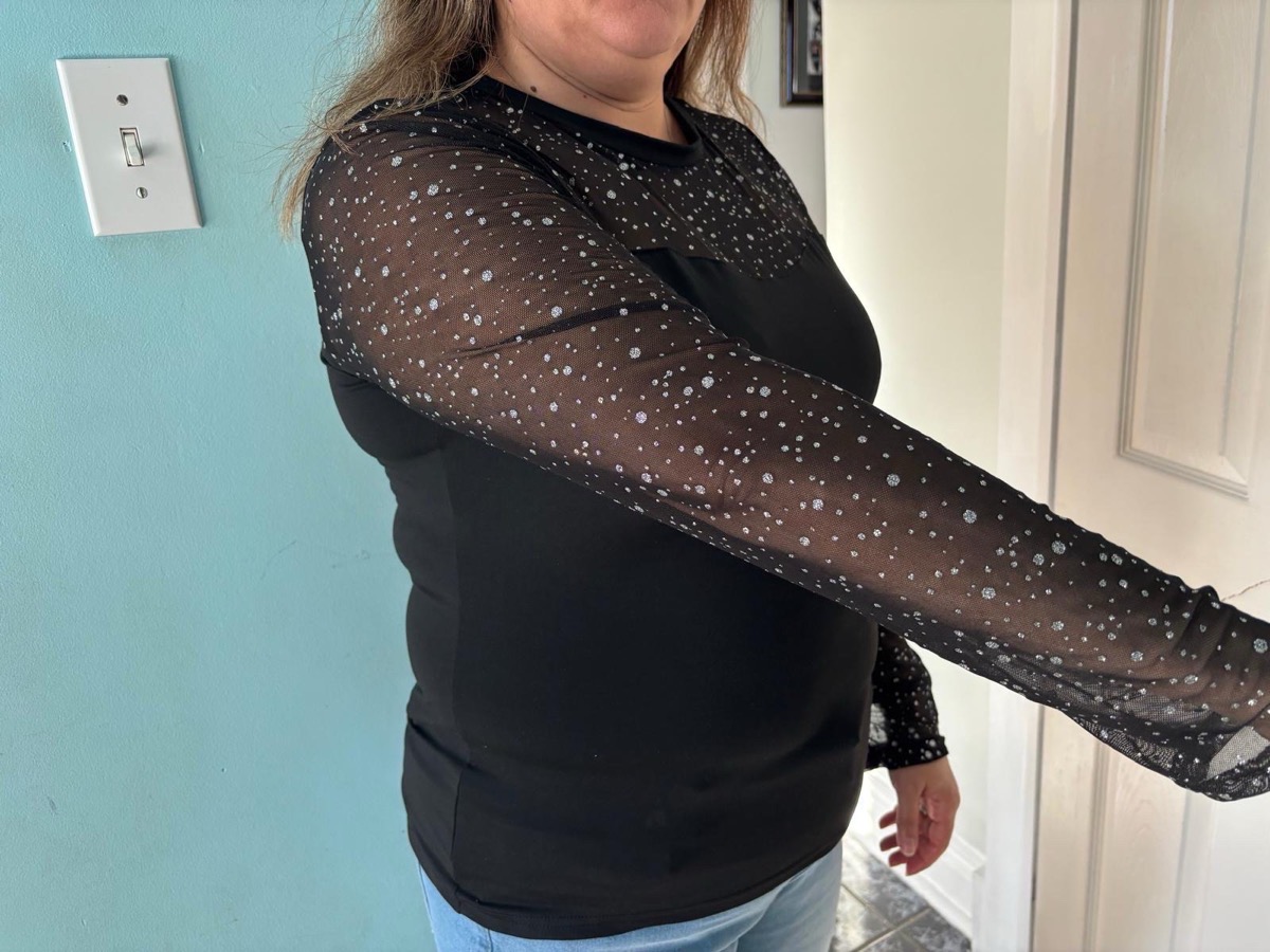 Elegant Long Sleeve Blouse Actionable Crew Neck Top Medium‑Stretch