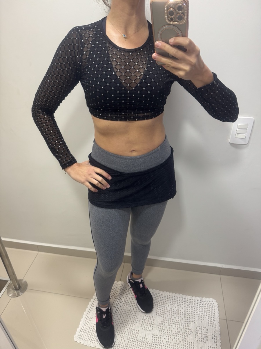 Semi‑Sheer Crop Top for Women Captivating Long Sleeve Black Mesh