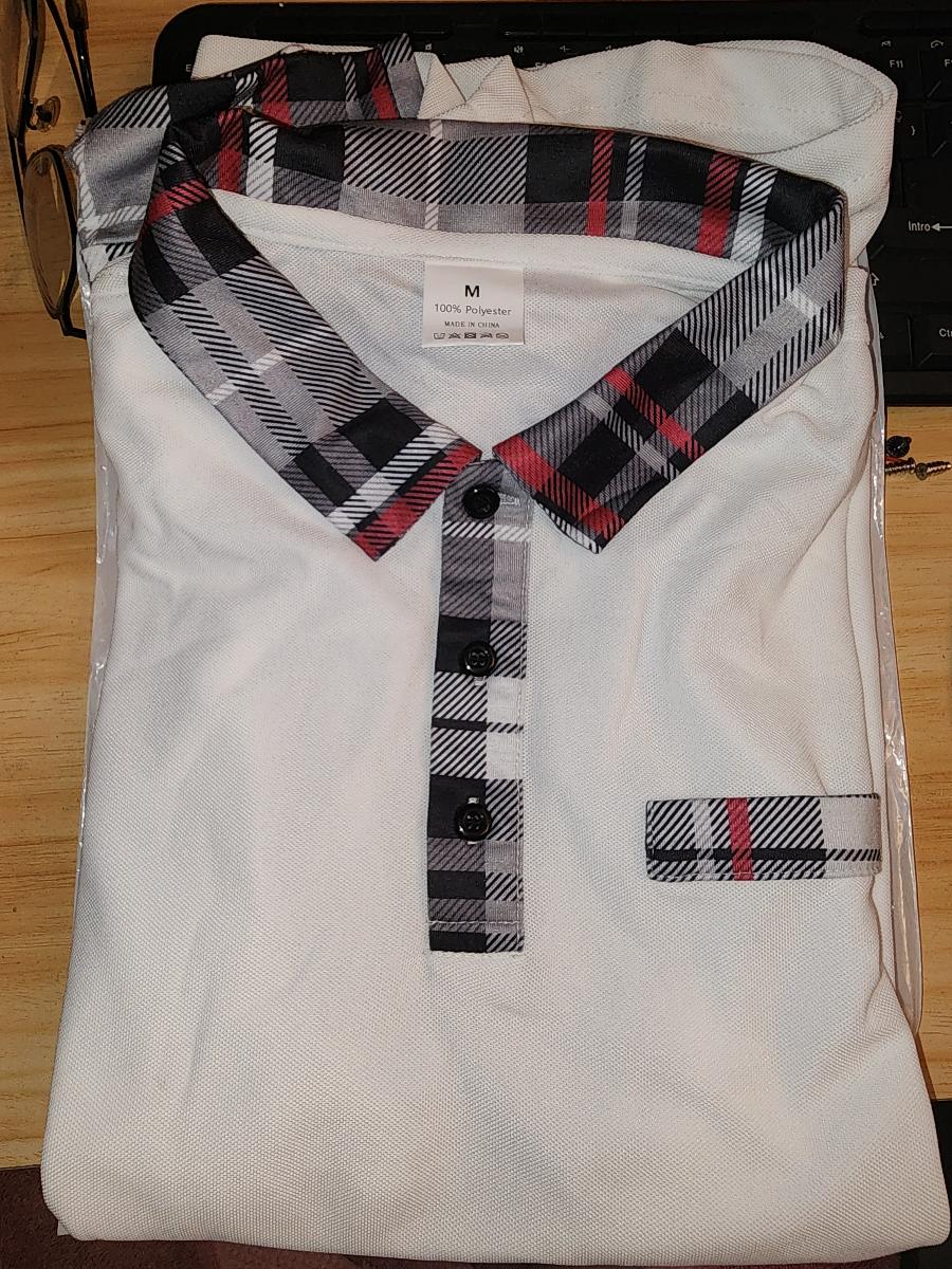 Men Casual Plaid Polo Comfortable Long Sleeve Shirt with Chest Patch