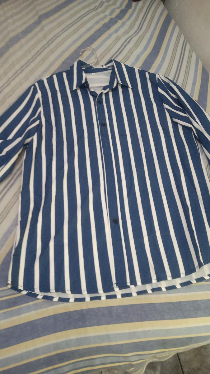 Men Casual Business Shirt Outdoor Comfortable Button-Up Striped