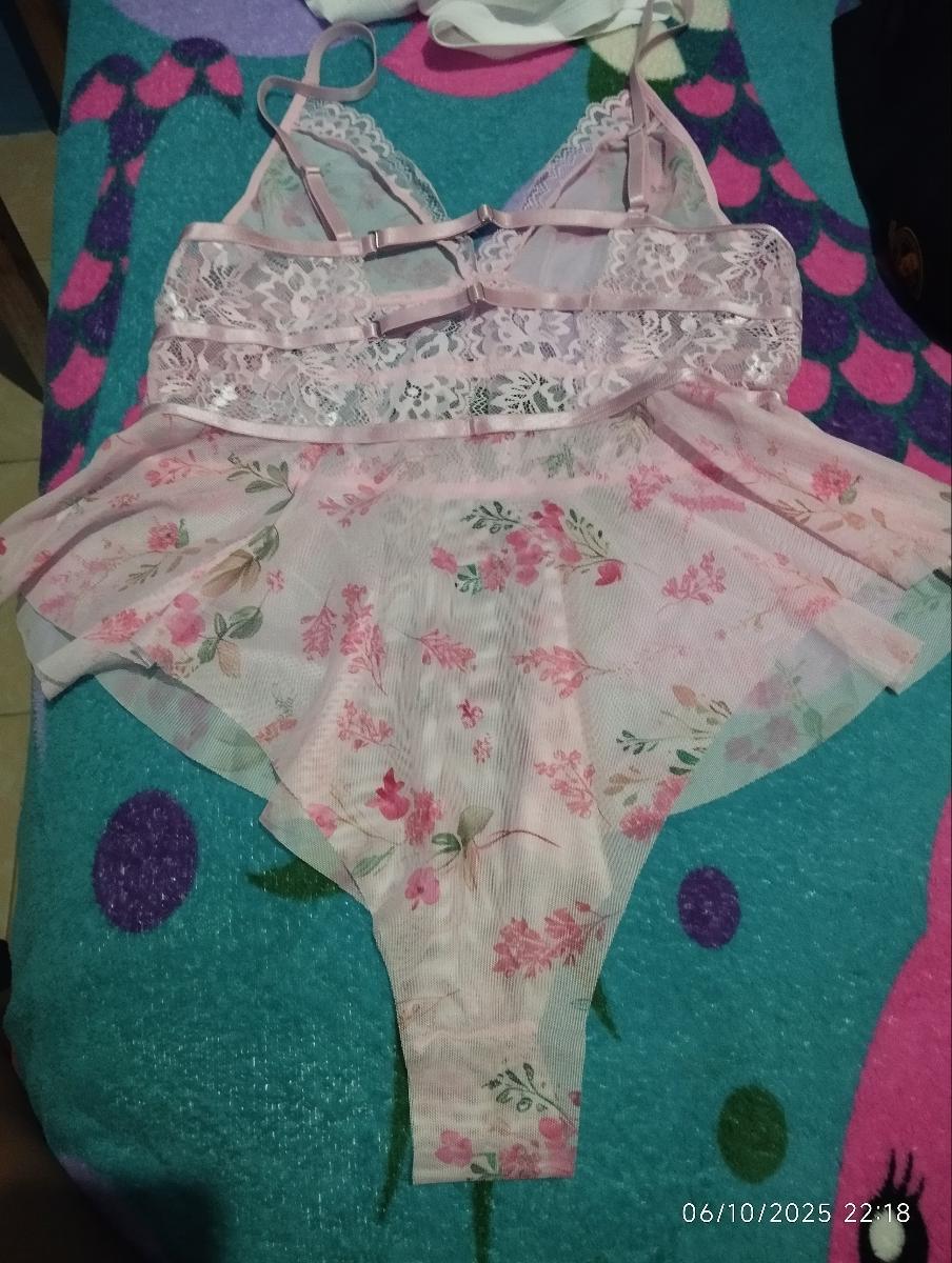 Women Sexy Lace Mesh Bodysuit Pink All in One Floral