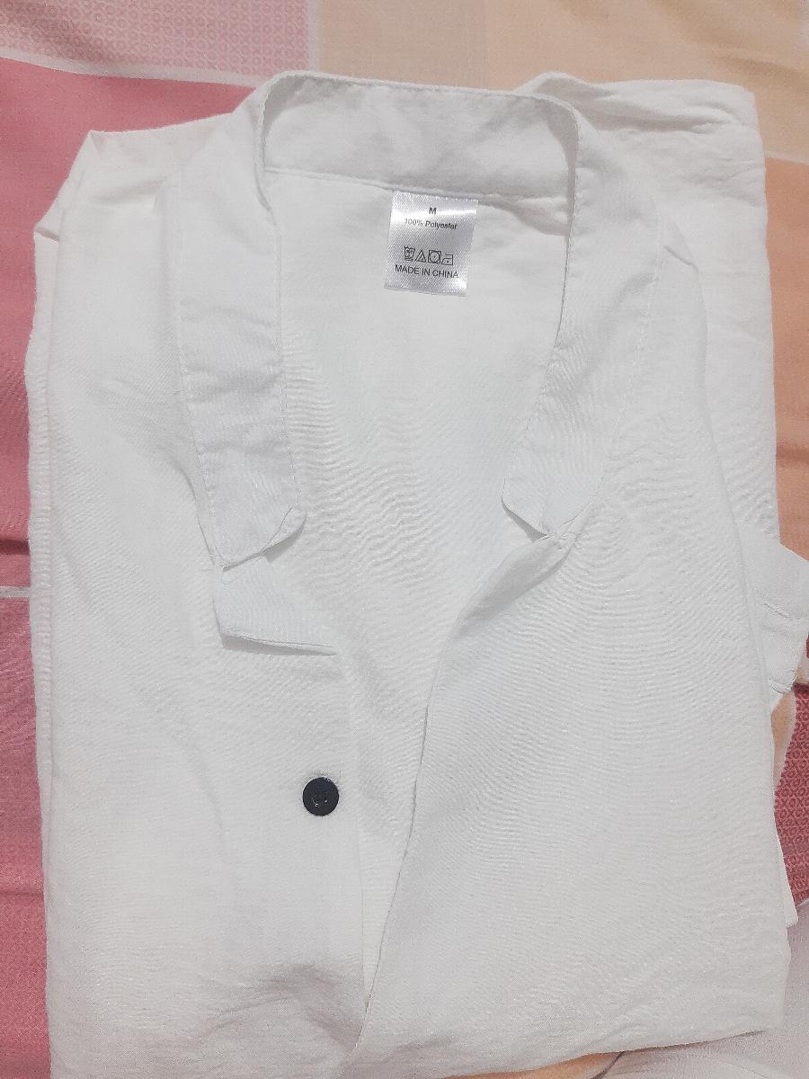 Monk Collar Shirt and Pants Set Short Sleeve Comfortable Men Solid