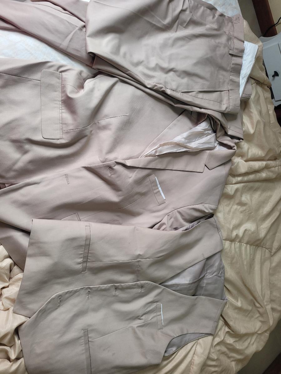 3 Pieces Set Blazers Jacket Pants Vest Double Slit Black Collar