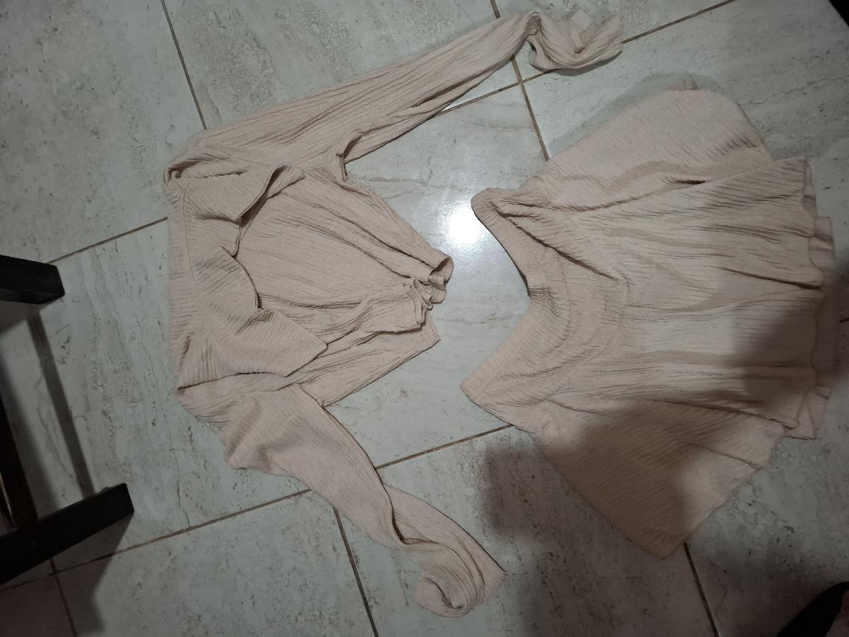 Elegant Beige Two‑Piece Set Captivating Long‑Sleeve Blouse & High‑Waisted