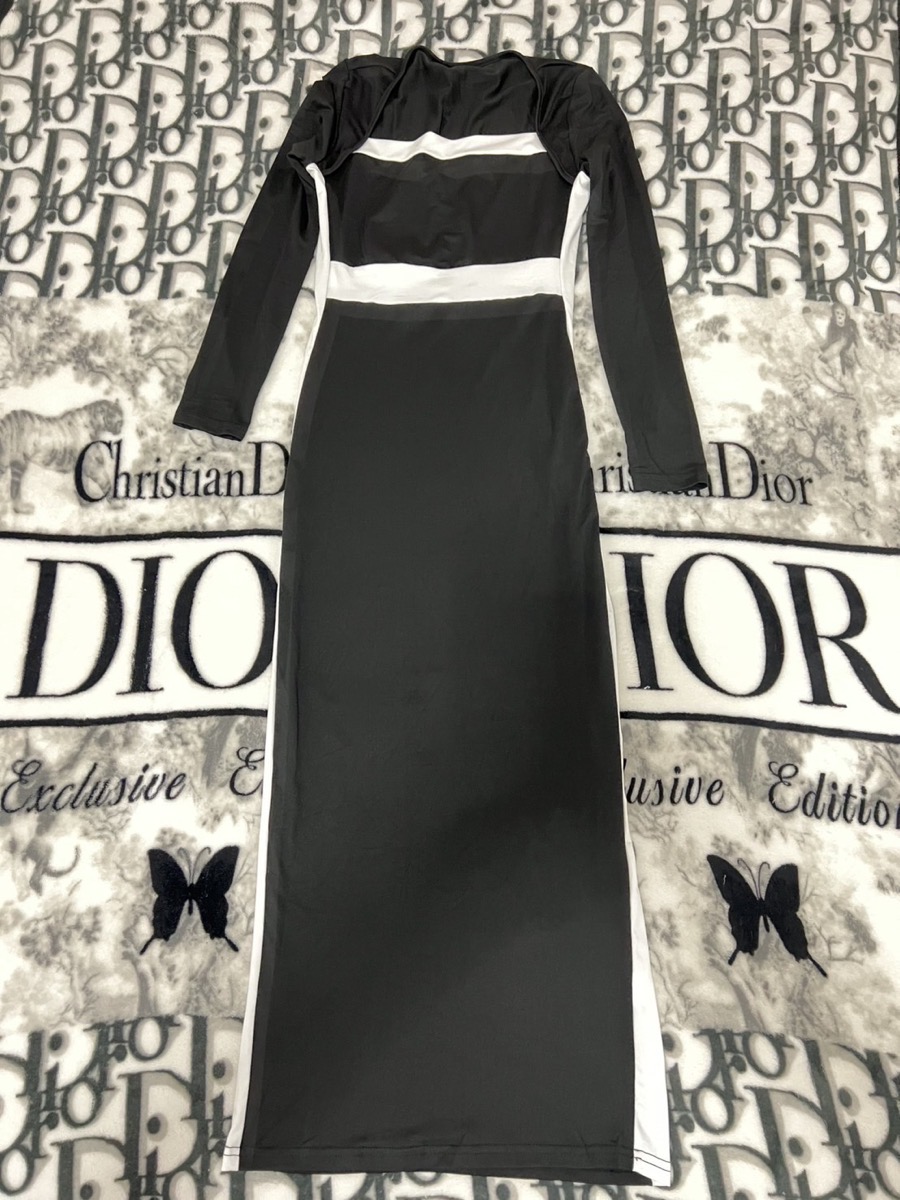 French square-neck sexy Maxi Dress body-hugging