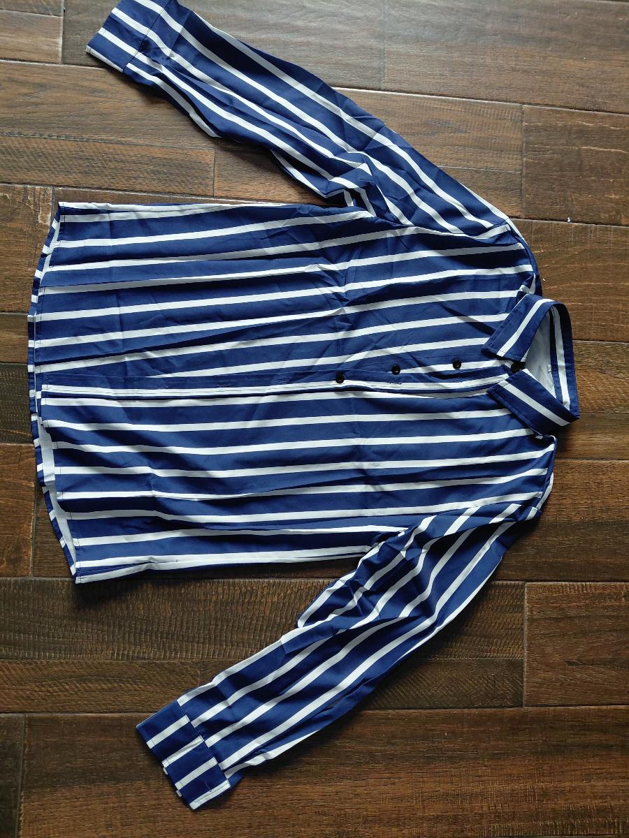 Men Casual Business Shirt Outdoor Comfortable Button-Up Striped