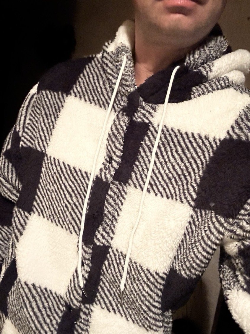 Warm Plaid Men Hoodie Jacket Comfortable Plaid