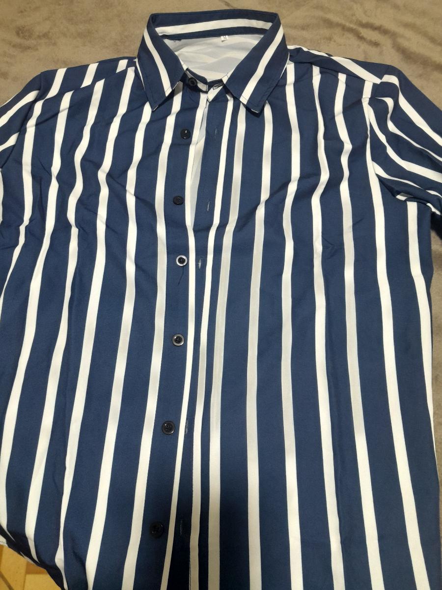 Men Casual Business Shirt Outdoor Comfortable Button-Up Striped