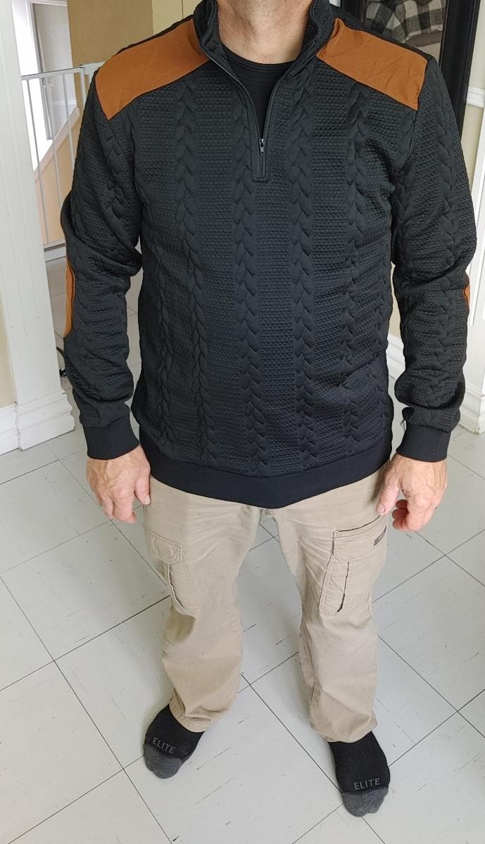 Henley Casual Sweater Knitted Fabric with Wheat Men Fashion