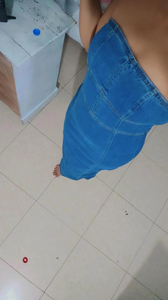 Stretchy Maxi Dress Slim Fit Strapless Attractive High-Waisted Denim with Back Slit