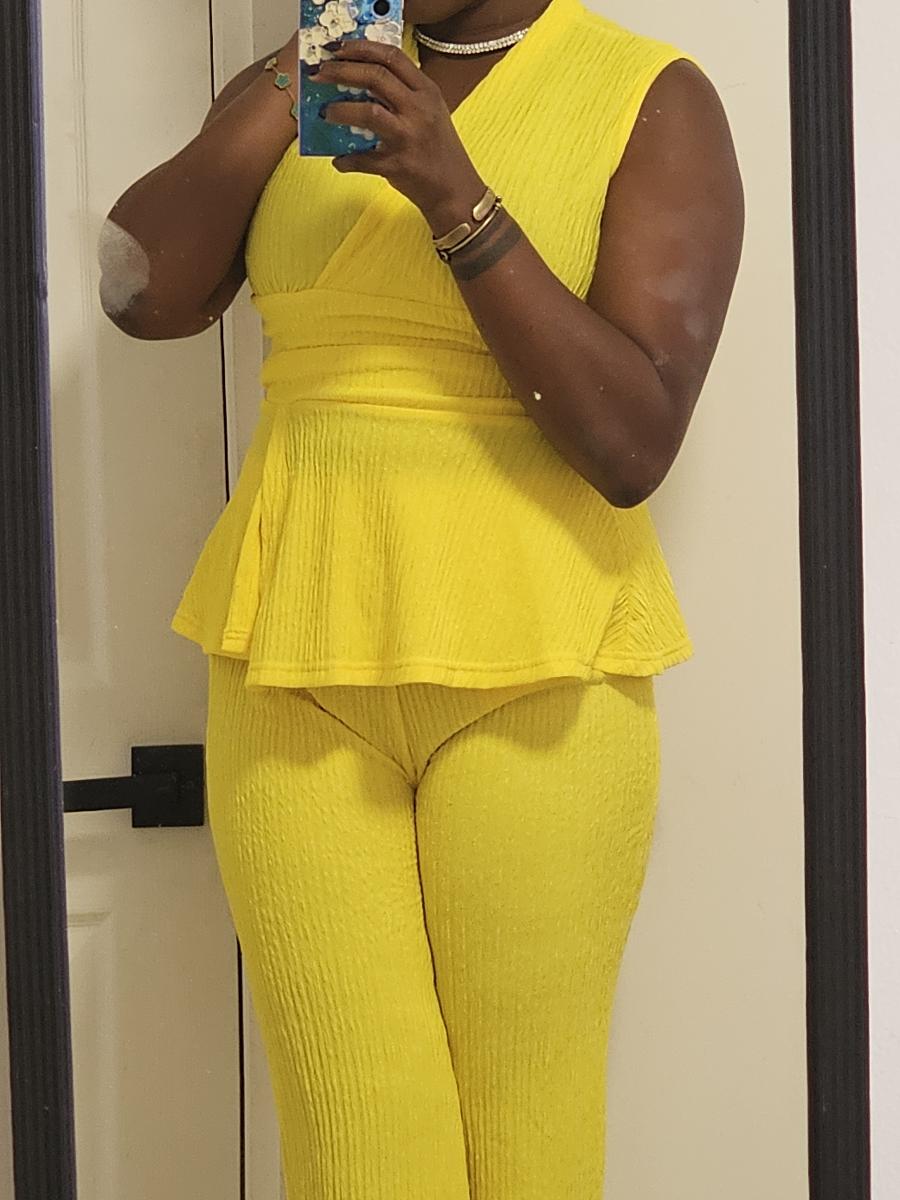 Wide-Leg Pants Two-Piece Set Elegant Women Alluring V-Neck