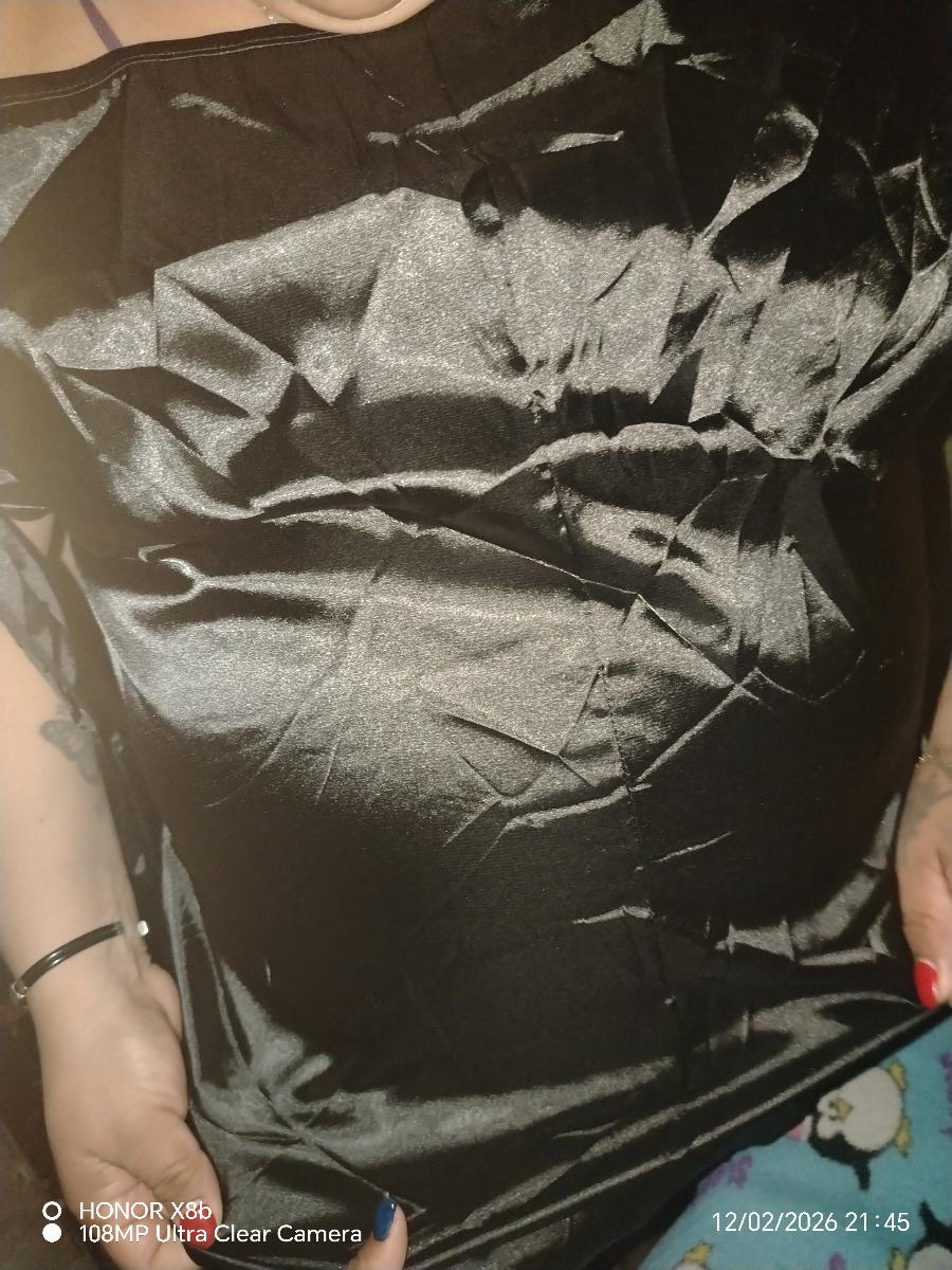 Women Satin Blouse with an Asymmetrical Neckline and a Bow Plus-Size