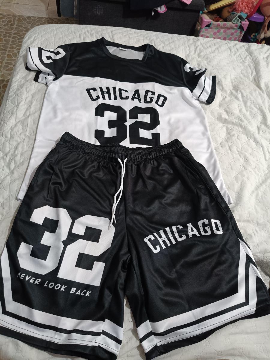 Men Chicago Casual T-Shirt and Shorts Crew Neck Short Sleeve and Shorts Set