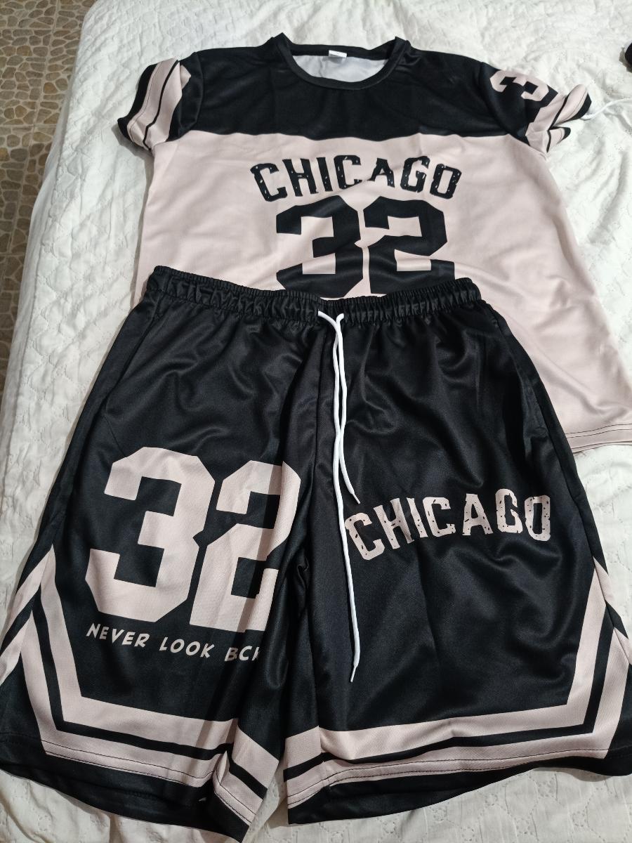 Men Chicago Casual T-Shirt and Shorts Crew Neck Short Sleeve and Shorts Set